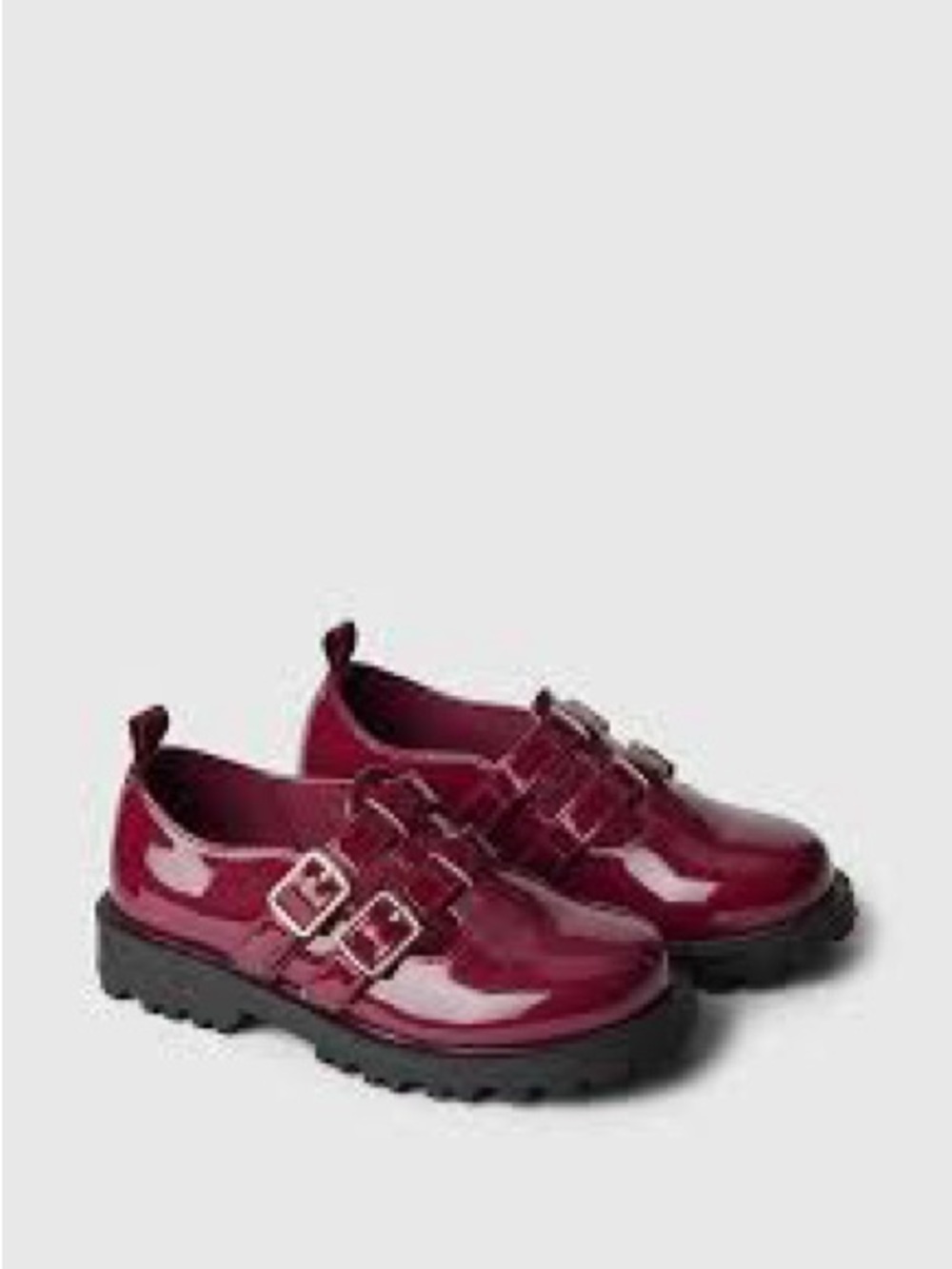 GAP Kids Burgundy Patent Double-Buckle Shoes